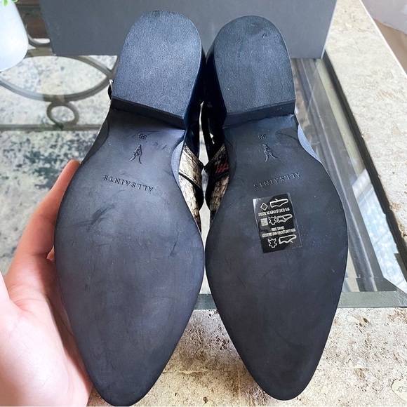 AllSaints Boot Darcy Pointed Toe Ankle Leather Heeled Cutout Red Snake 38 NIB - Picture 6 of 9